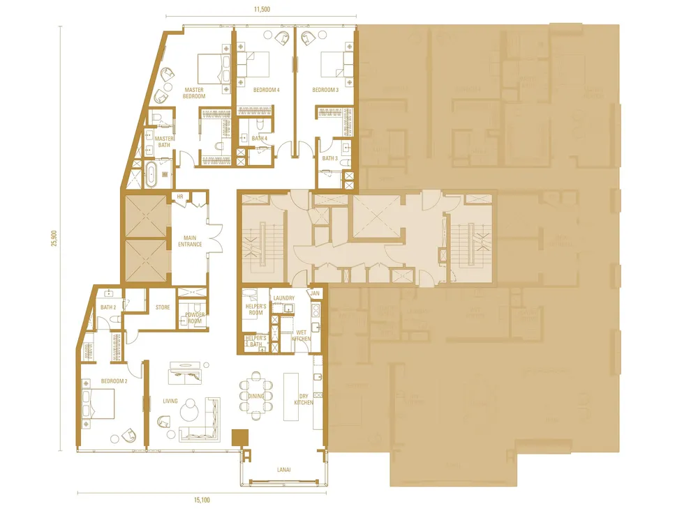 H1 4 Bedrooms + Study floor plan