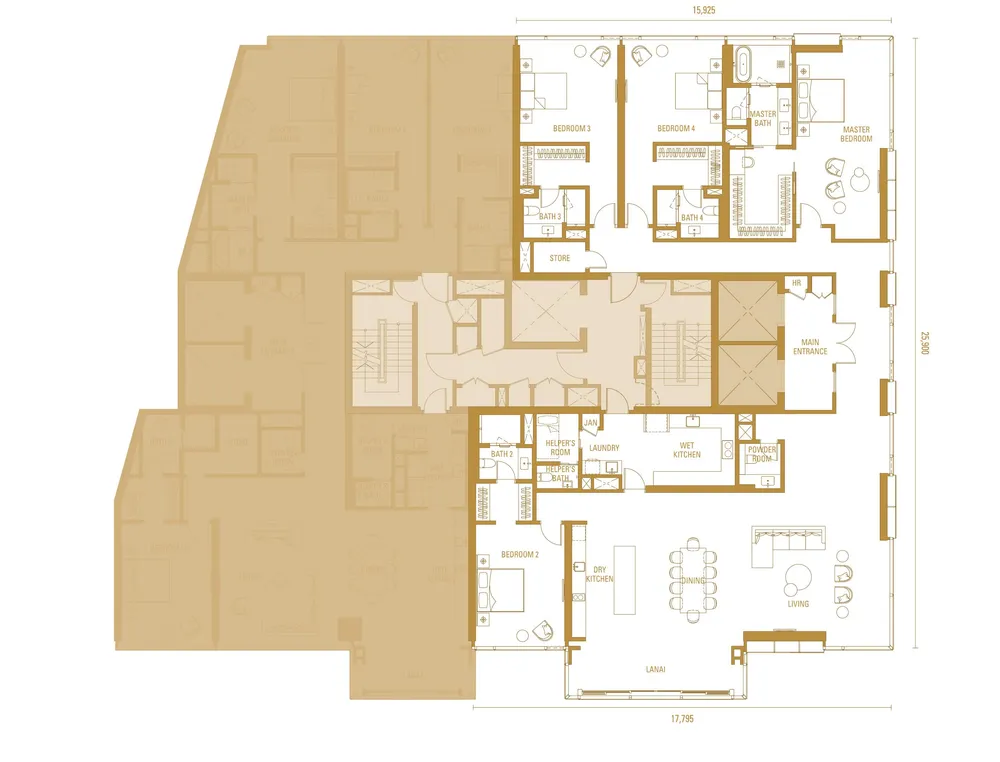 H2 4 Bedrooms floor plan