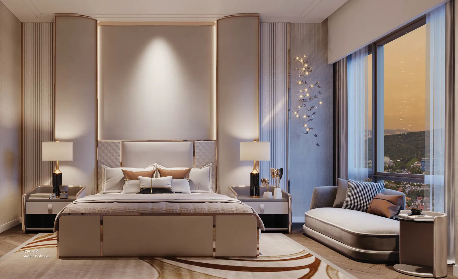 Type H1A master bedroom, Imperial Residences