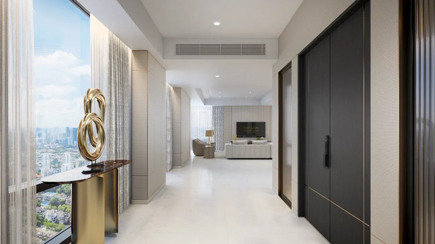 Entrance hallway with Kuala Lumpur skyline view